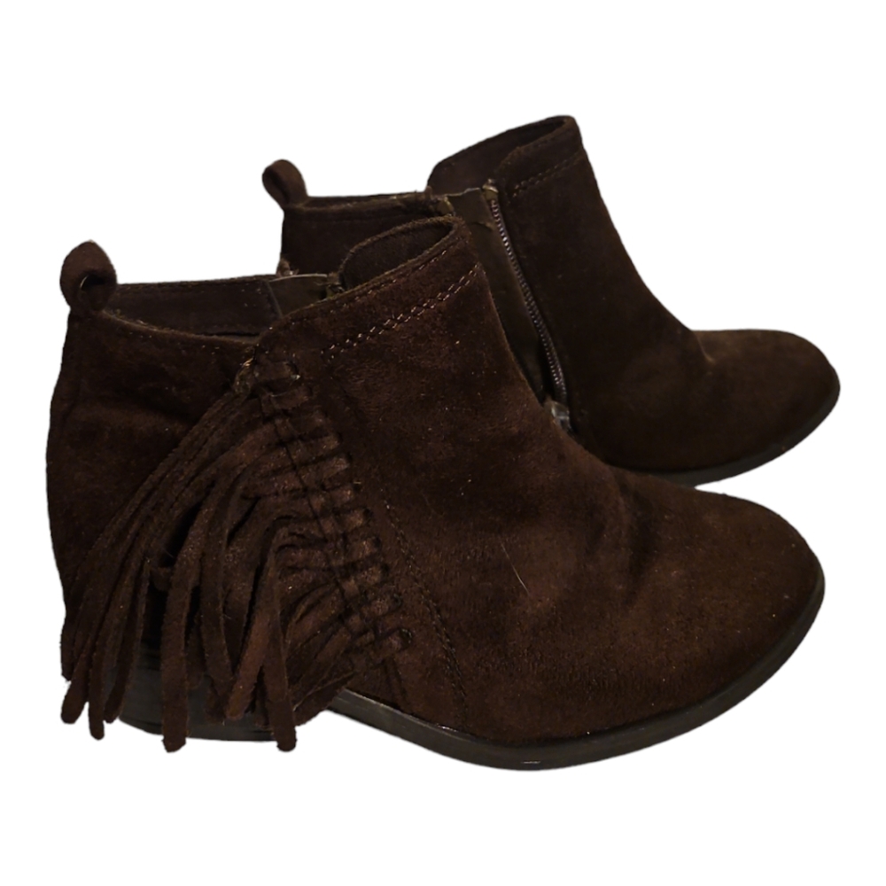 Rampage Girls Brown Fringed Ankle Boots size 13